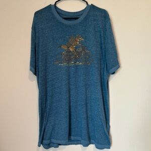 Lucky Brand Venice Burnout Stay Wild Fox on Motorcycle XL Blue T-shirt